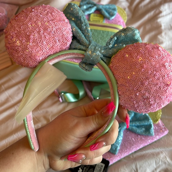 Disney Parks Loungefly Mini Backpack, wallet, & matching ears! Beautiful pastel. - Picture 4 of 5